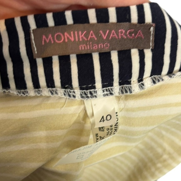 Monika Varga Milano Mustard and Blue Floral Midi Skirt Size 40 US 4 - Picture 8 of 10